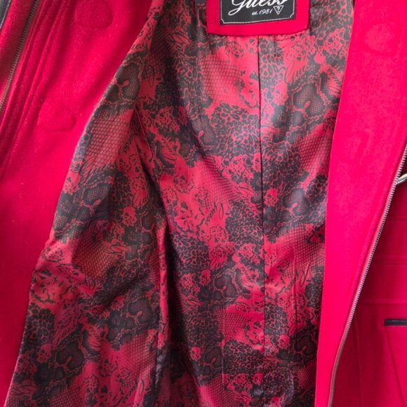 Women's Guess Red Toggle Wool Blend Duffle Coat - Picture 8 of 15